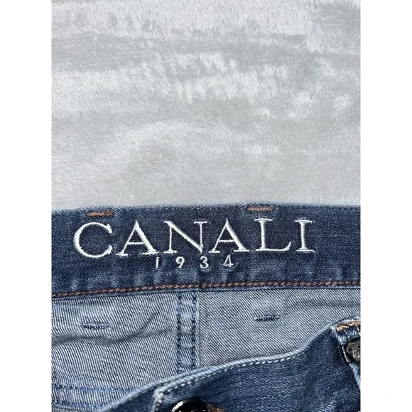 Canali 1934 Mens Jeans Size 58 Blue Italian Denim Straight Leg 38x33 Luxury - Picture 7 of 14